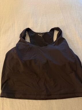 Athleta Solid Black Racerback Crop Sports Bra